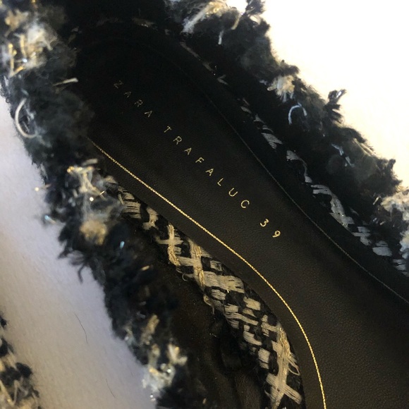 Zara Pointed Toe Tweed Flats - Picture 5 of 6